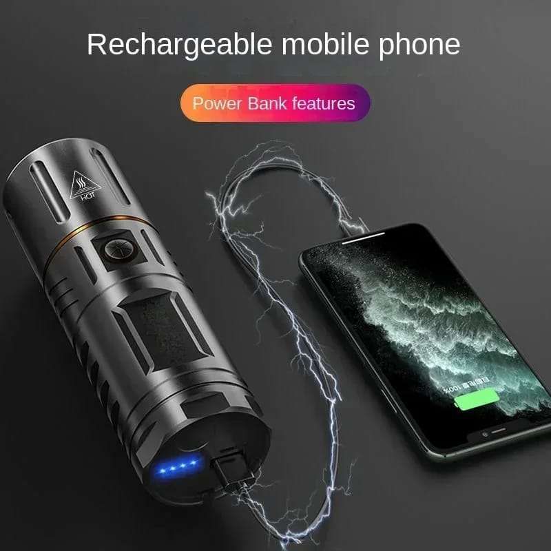 Waterproof Strong LED Flashlight with Powerbank